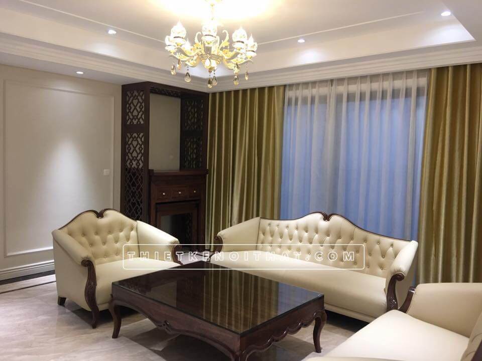 Hút mắt với sản phẩm sofa tân cổ điển gỗ óc chó bọc da Mẫu sofa gỗ tự nhiên, gỗ óc chó đẹp