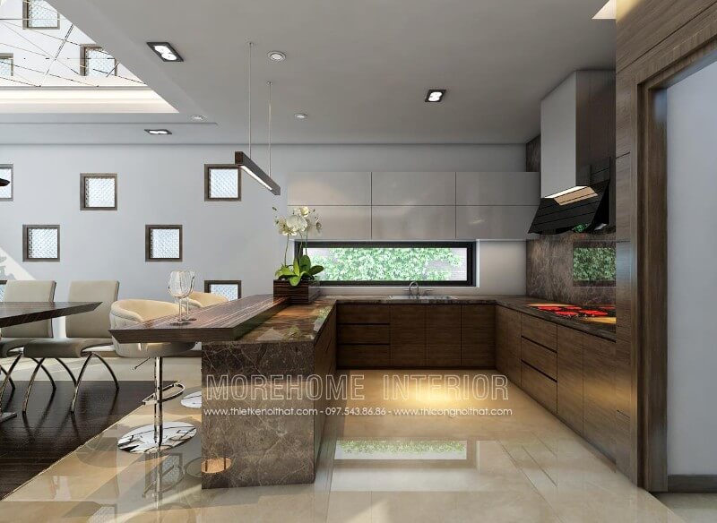 Trang trí nội thất phòng bếp biệt thự với mẫu tủ bếp đẹp Tủ bếp hiện đại đẹp