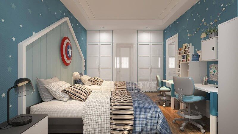 Bạn đang muốn {thiết kế|bố trí} phòng ngủ với đầy đủ mọi thứ cho 2 cậu con trai từ giường đôi, góc học tập đến tủ quần áo phải đáp ứng đủ cho 2 con và một phòng vệ sinh khép kín thì ý tưởng bố trí phòng ngủ dành cho 2 bé trai trong biệt thự Vinhomes Imperia Hải Phòng là một gợi ý khá độc đáo.