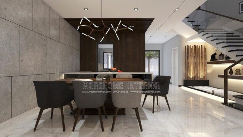 Thiết kế nội thất phòng ăn hiện đại, đẹp sang trọng dành cho nhà phố, biệt thự với tối đa 7 thành viên.