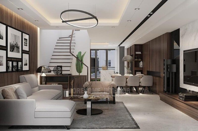 Trang trí phòng khách liền phòng bếp, phòng ăn phong cách hiện đại đã trở thành xu hướng ấn tượng nhất hiện nay.