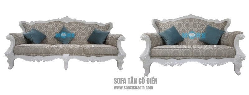 Mẫu Sofa tân cổ điển bọc nỉ hoa văn cao cấp đẹp cho chung cư, biệt thự